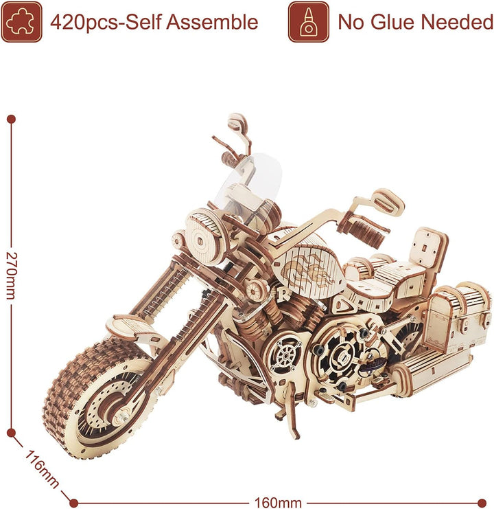 ROBOTIME 3D Motorrad Puzzle, Holz Modellbautze für Erwachsene, DIY Bewegliches Fahrrad Fahrzeugmodel