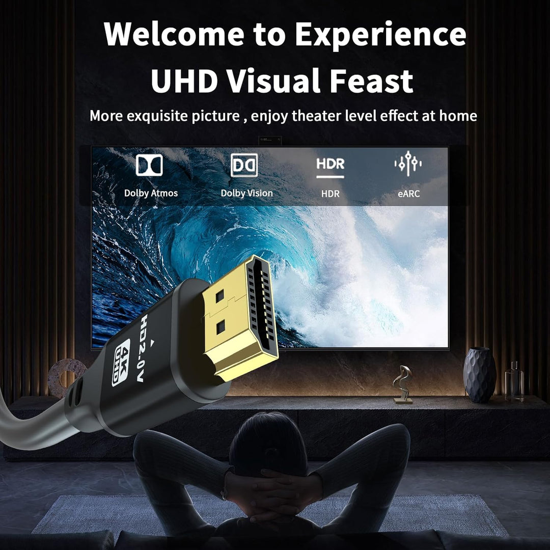 HDMI Kabel 10m (HDMI 2.0, 18 Gbit/s) 4K@60Hz Ultra High Speed Anschluss, kompatibel mit Blu-Ray,TV,