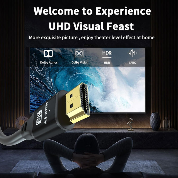 HDMI Kabel 10m (HDMI 2.0, 18 Gbit/s) 4K@60Hz Ultra High Speed Anschluss, kompatibel mit Blu-Ray,TV,