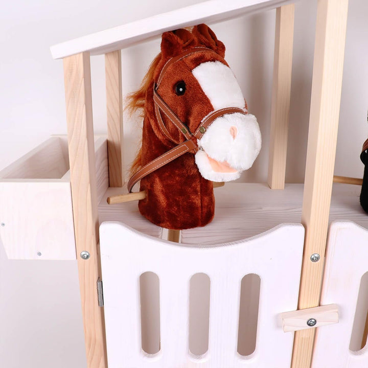 Holzspielzeug Peitz Hobby Horse Stall aus Holz massiv - Stall für 2 Steckenpferde