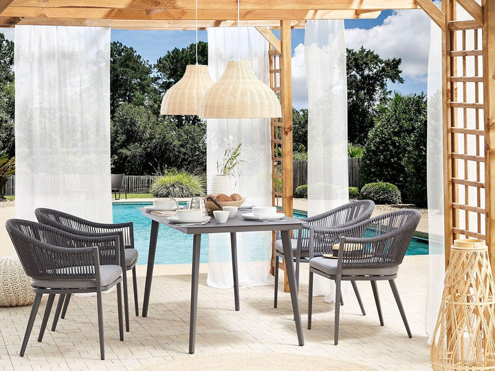 Gartentisch Aluminium Glasplatte Steinoptik rechteckig 140x80 cm grau Mileto