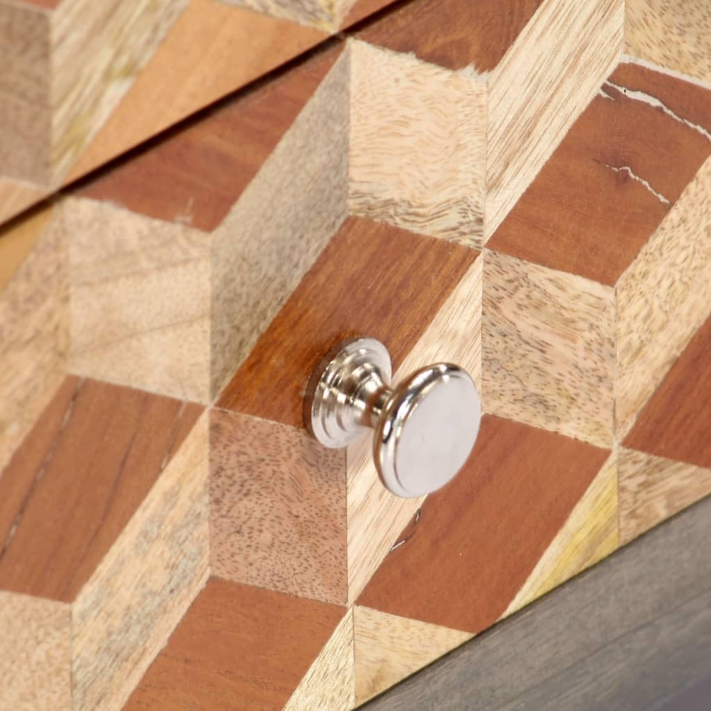 vidaXL Mangoholz Massiv TV Schrank Mit Rautenmuster TV Möbel Tisch Lowboard Fernsehtisch Fernsehschr