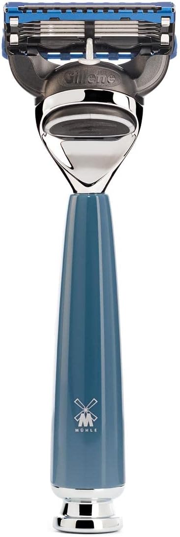 MÜHLE Rytmo Rasierset - Rasierer kompatibel mit Gillette-Klingen, Rasierpinsel reines Dachshaar, Hal