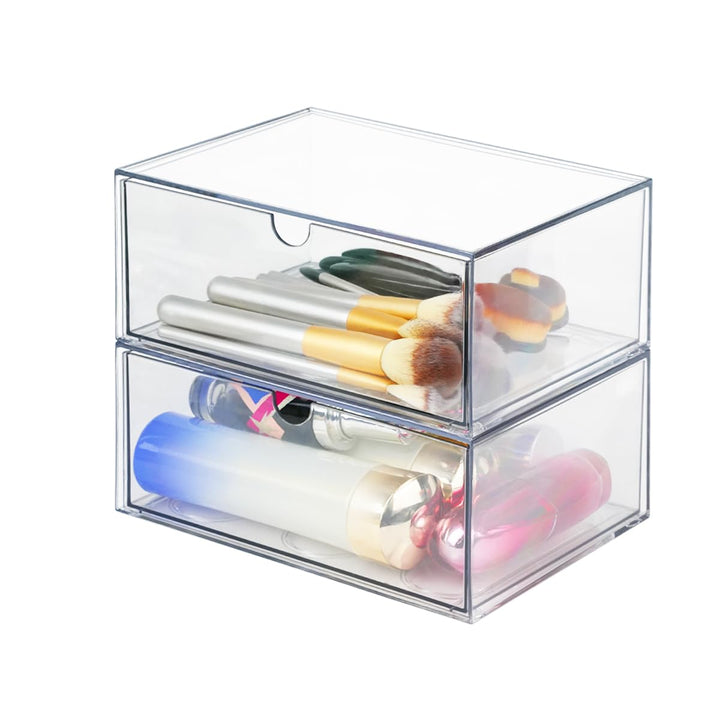 SITAKE 2 Stück Stapelbarer Kosmetik Organizer, Transparent Acryl Make Up Hautpflege Aufbewahrungsbox