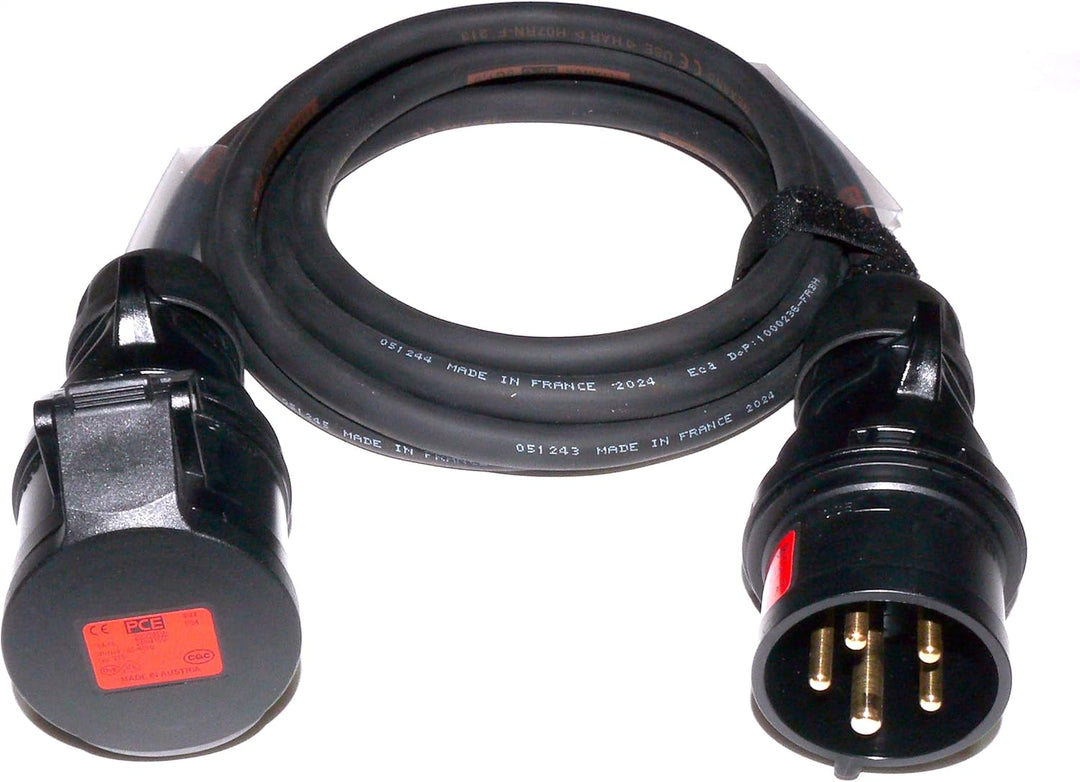 CEE Starkstromkabel (1,5m-50m) 16A Verlängerungskabel Titanex H07RN-F 5x1,5mm² mit schwarzem PCE Sha