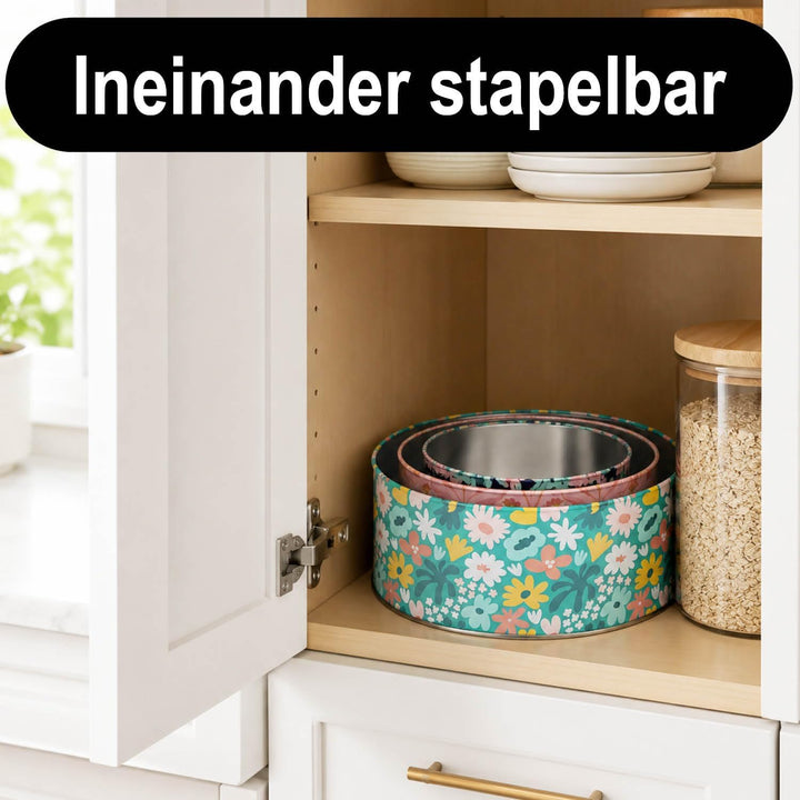 com-four® 3x Keksdosen aus Metall, Vorratsdosen im 3er Set | Runde Blechdosen in 3 Grössen - stapelb
