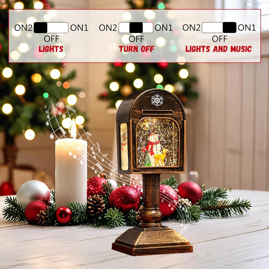 Weihnachtsdeko Laterne, Weihnachtslaterne, Weihnachts Schneekugel Laterne mit Musik, Weihnachts Schn
