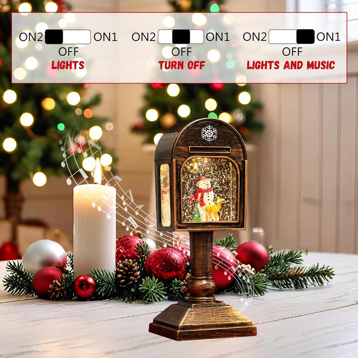 Weihnachtsdeko Laterne, Weihnachtslaterne, Weihnachts Schneekugel Laterne mit Musik, Weihnachts Schn