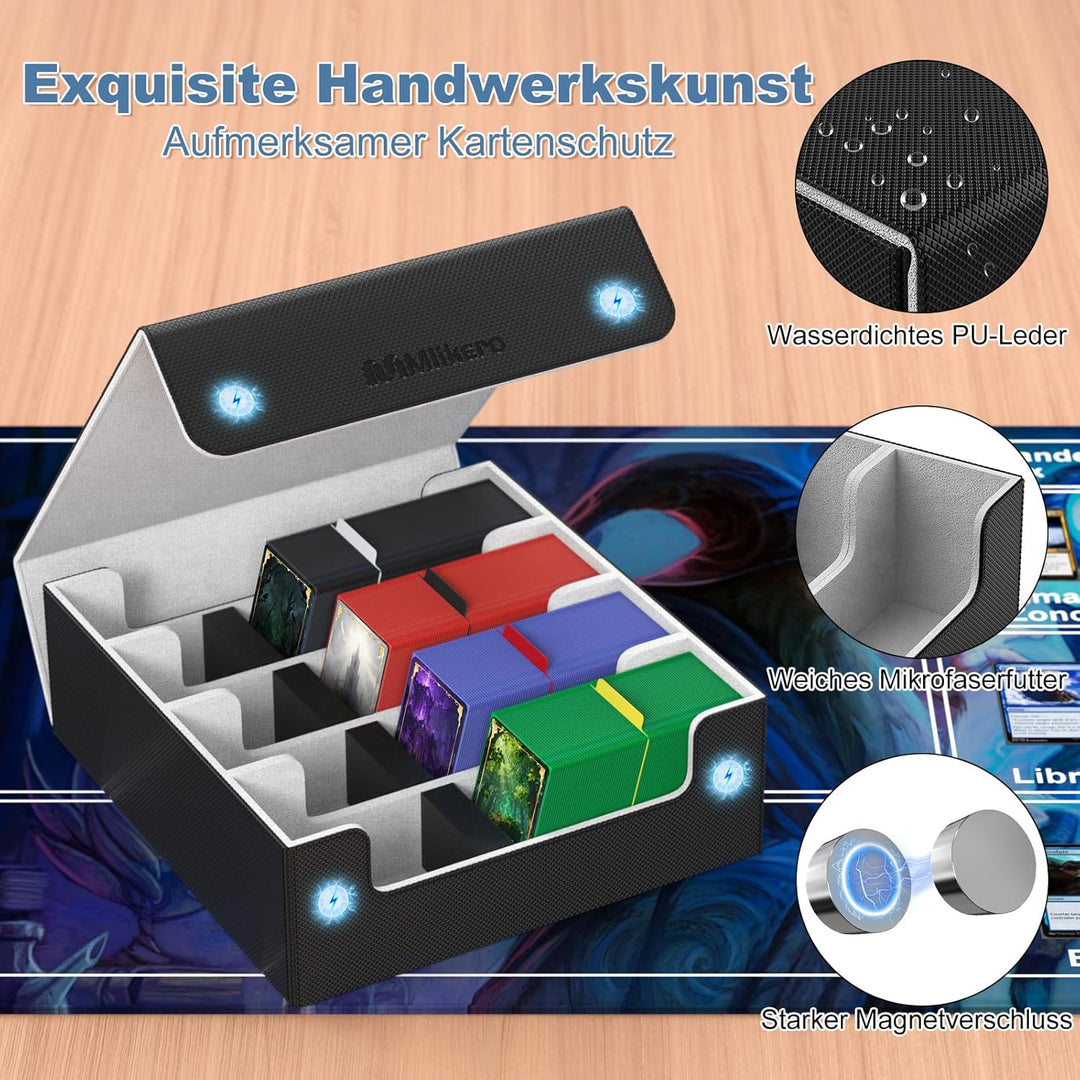 Mlikero Sammelkarten-Aufbewahrungsbox für 2400+ Karten, Magnetische Karten Deck-Box mit 10 Kartentei