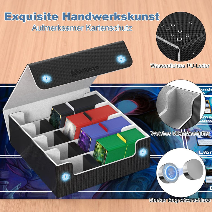 Mlikero Sammelkarten-Aufbewahrungsbox für 2400+ Karten, Magnetische Karten Deck-Box mit 10 Kartentei