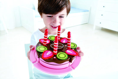 Hape E3140 Double Flavoured Birthday Cake - Wooden Food and Kitchen Accessories