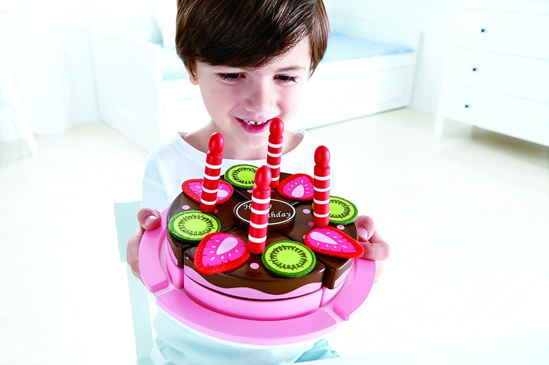 Hape E3140 Double Flavoured Birthday Cake - Wooden Food and Kitchen Accessories