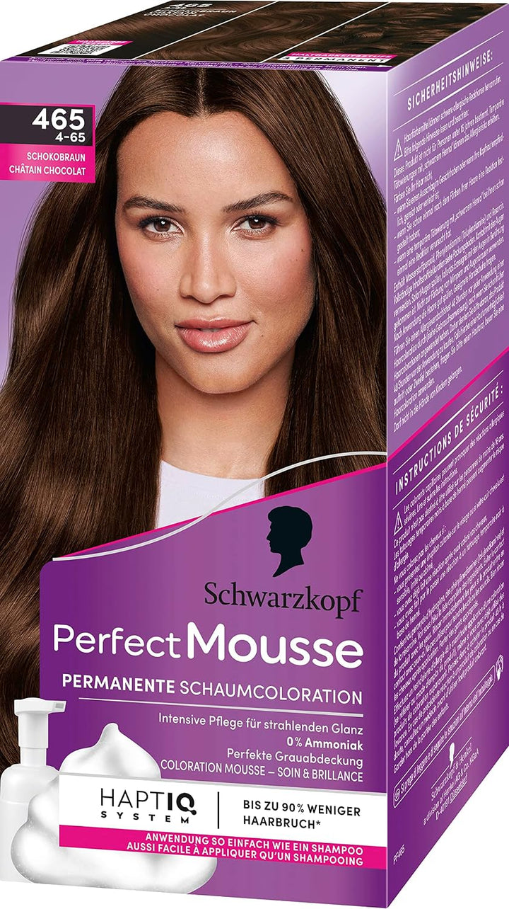 Schwarzkopf Perfect Mousse Permanente Schaumcoloration 465/4-65 Schokobraun (93 ml), Haarfarbe mit p