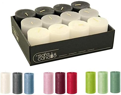 Rustikale Stumpenkerzen – 12 Stück - Wachskerzen/Rustickerzen/Adventskerzen Weihnachten (Midnight Co