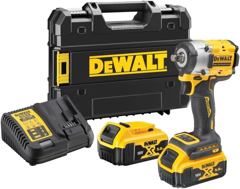 DeWalt Impacto sin escobillas XR 18V 1/2" 406Nm con anillo de retención 2 baterías Li-Ion 5Ah y male