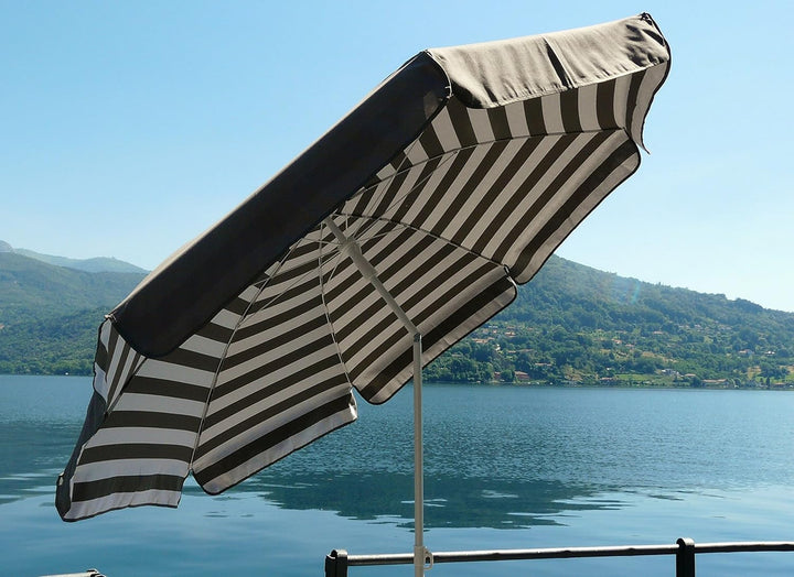 Maffei Art 181 Sonnenschirm rund, cm 200, Baumwolle duplex. Made in Italy. Farbe Taupe/gestreift tau