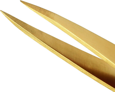 TWEEZERMAN Pinzette mit Präzisions-Spitze aus Rostfreiem Edelstahl, Gold, Gold