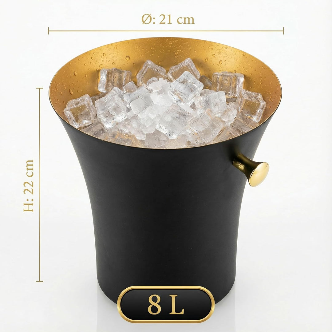 Sektkühler Classic | Farbe: Schwarz | Edelstahl 21,8x22cm 8 Liter | Flaschenkühler Weinkühler Champa