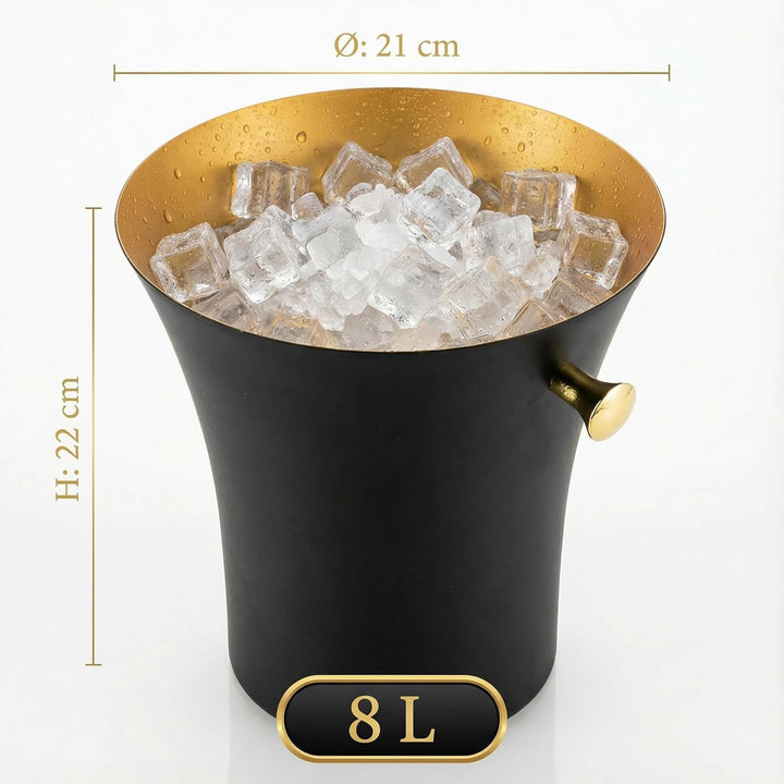 Sektkühler Classic | Farbe: Schwarz | Edelstahl 21,8x22cm 8 Liter | Flaschenkühler Weinkühler Champa