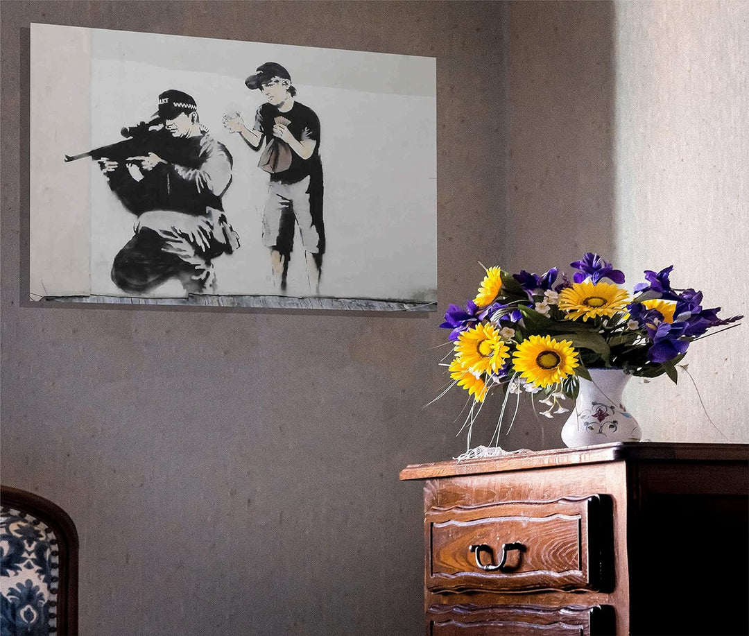 Banksy Leinwanddruck, gerahmt, Graffiti-Wandkunst, Schlafzimmer, Kinder, 86 x 61 cm, A1