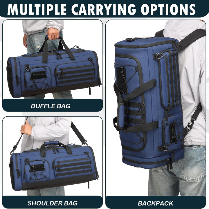 50L Herren Sporttasche mit Nass- & Schuhfach Rucksack 3 in 1 Reisetasche Handgepäck Sport Duffel Tas