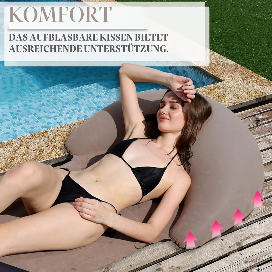 Aufblasbare Strandmatte Loungesessel, Outdoor-Sonnenbaden-Isomatte mit aufblasbarem Kissen, tragbare