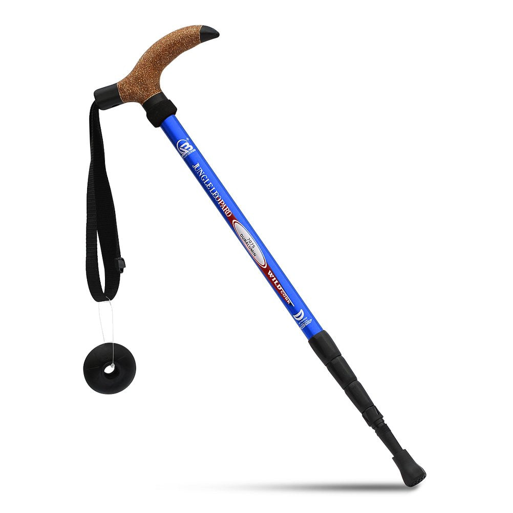 KRY Bergstock / Wanderstock, T-förmiger Griff, einziehbar, aus Luftfahrt-Aluminiumlegierung, verstel