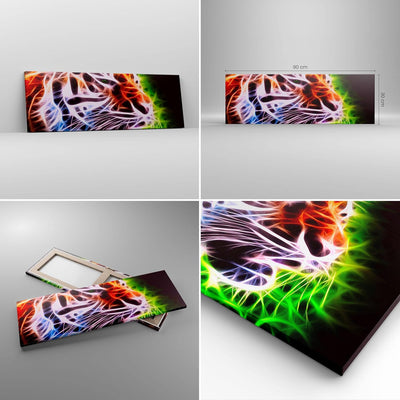 Panorama Bilder auf Leinwand Afrika aggression tiere tiger Leinwandbild 90x30cm Wandbilder Dekoratio