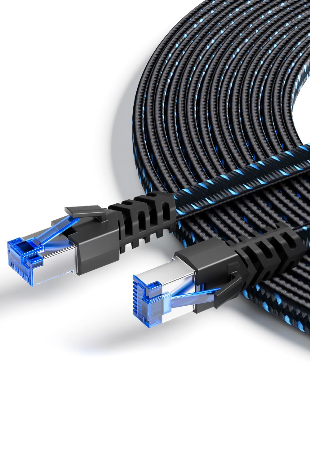 Ercielook Cat8 LAN-Kabel 15m, Nylon-Geflecht 40 Gbit/s - Für Router/Gaming | Hochgeschwindigkeits-Ne