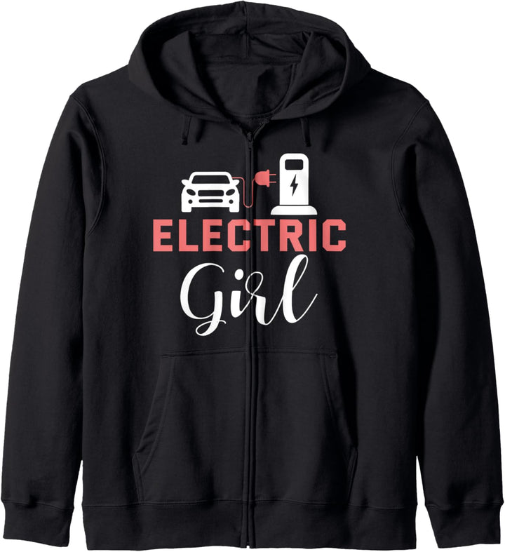 Electric Girl Elektroauto Fahrerin E-Auto Geschenk Kapuzenjacke