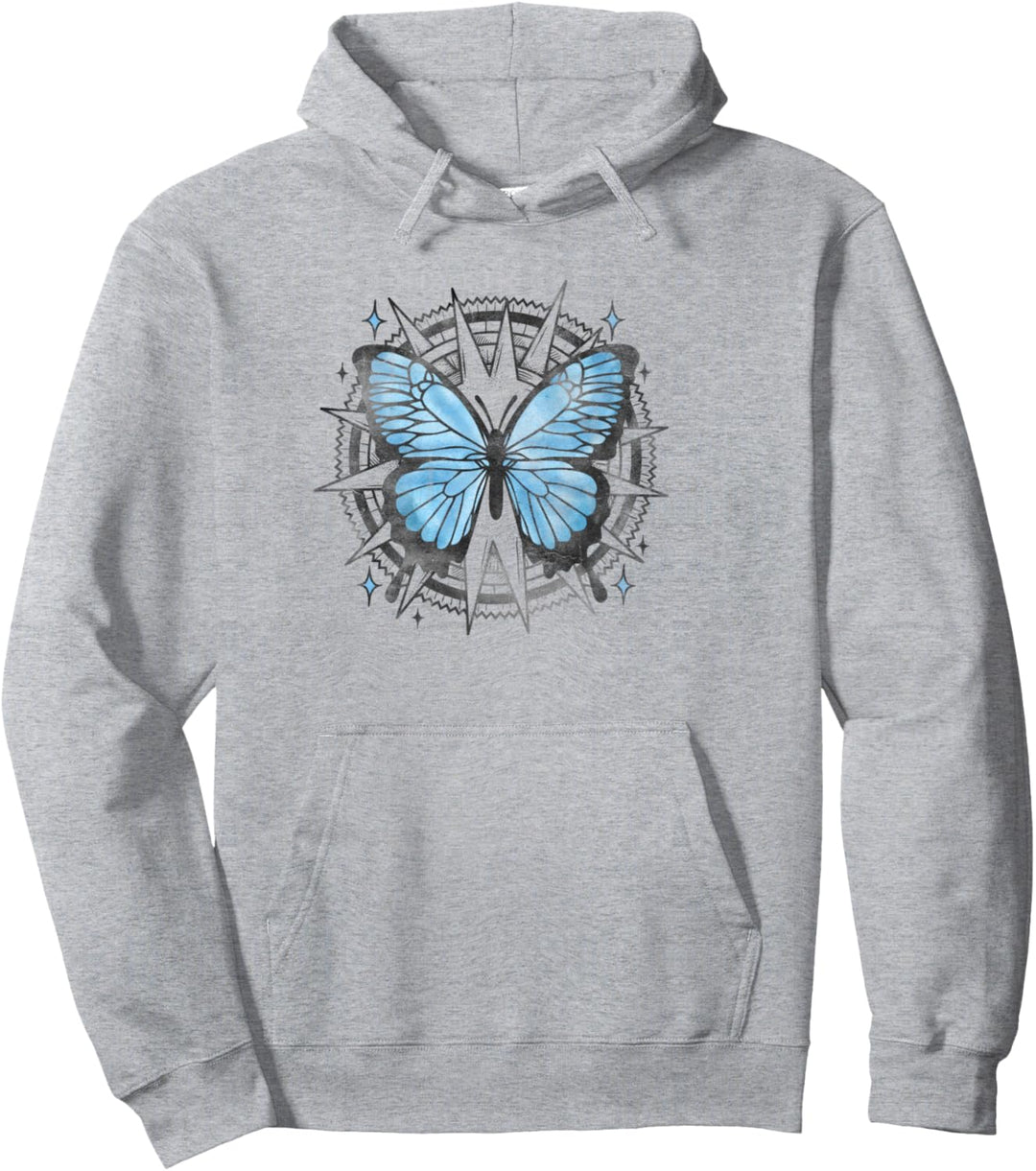 Trendy Blue Butterfly Compass Pullover Hoodie