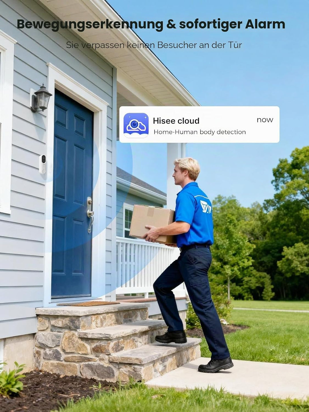 Hiseeu 【2MP+Chime】 Smarte Video Türklingel mit Kamera,1080P Kabellose Video Doorbell mit 2-Wege-Audi