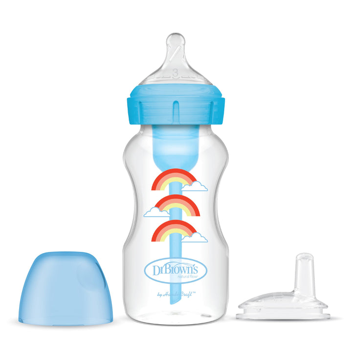 Dr. Brown's Options+ Schnabelflaschen-Starter-Set, Weithals, 270 ml, Blauer Regenbogen