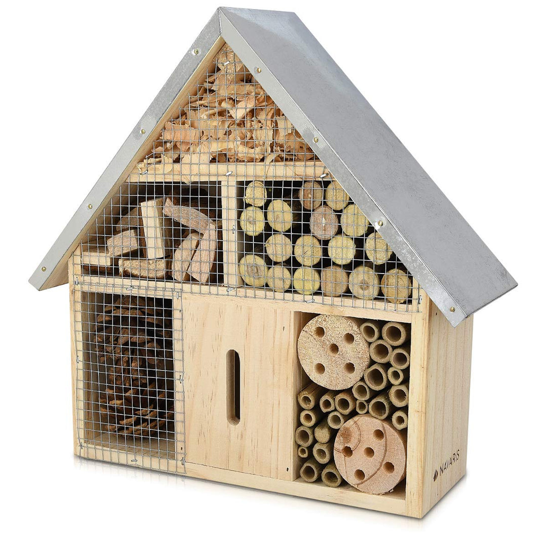Navaris Insektenhotel aus Holz - versch. Grössen und Designs - Naturbelassenes Insekten Hotel für Ve