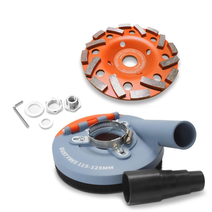 #7 FANZTOOL Absaughaube für Winkelschleifer 125mm + Diamantschleiftopf, mit Schleiftopf
