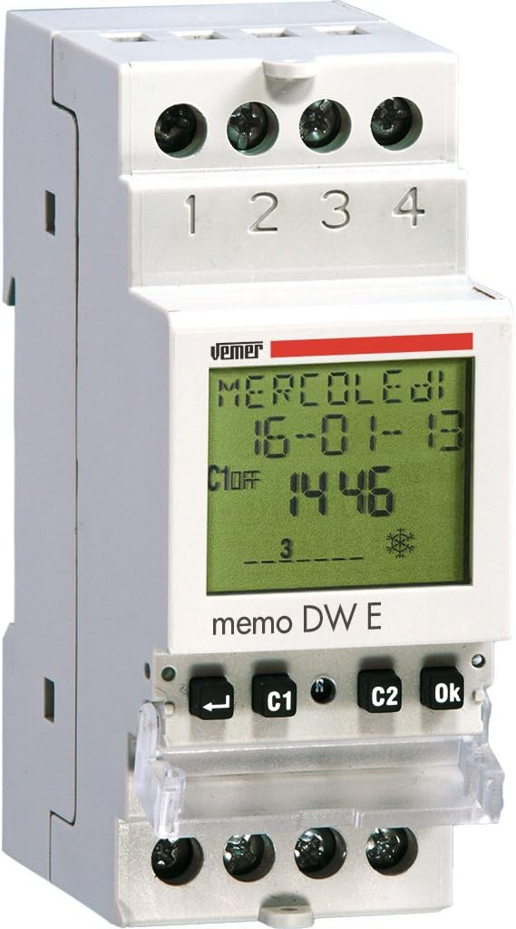 VEMER VP871800 MEMO DW E Digitale Zeitschaltuhr mit täglicher oder wöchentlich Programmierung, DIN-S