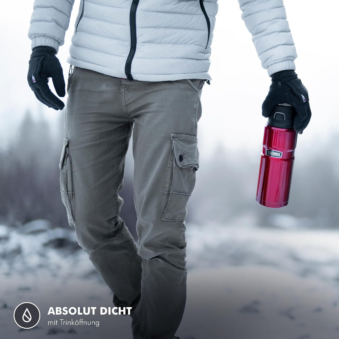 Thermos Stainless King Bottle 0,70l, Midnight Blue, Thermosflasche aus Edelstahl, Safe Flow Lid, spü