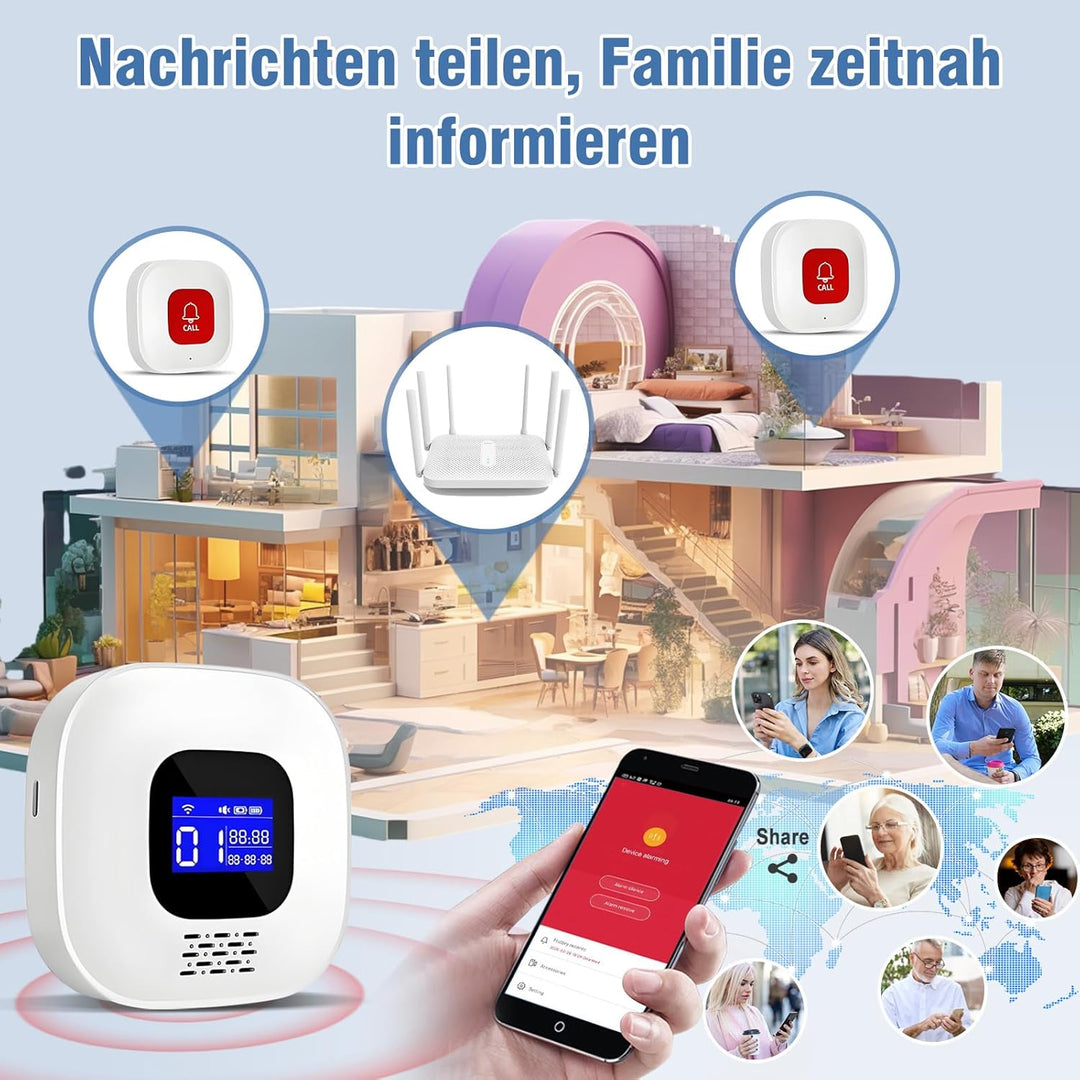 ChunHee Notrufknopf für Senioren/Senioren Notruf/Notrufarmband für Senioren/Funkalarm Sender und Emp