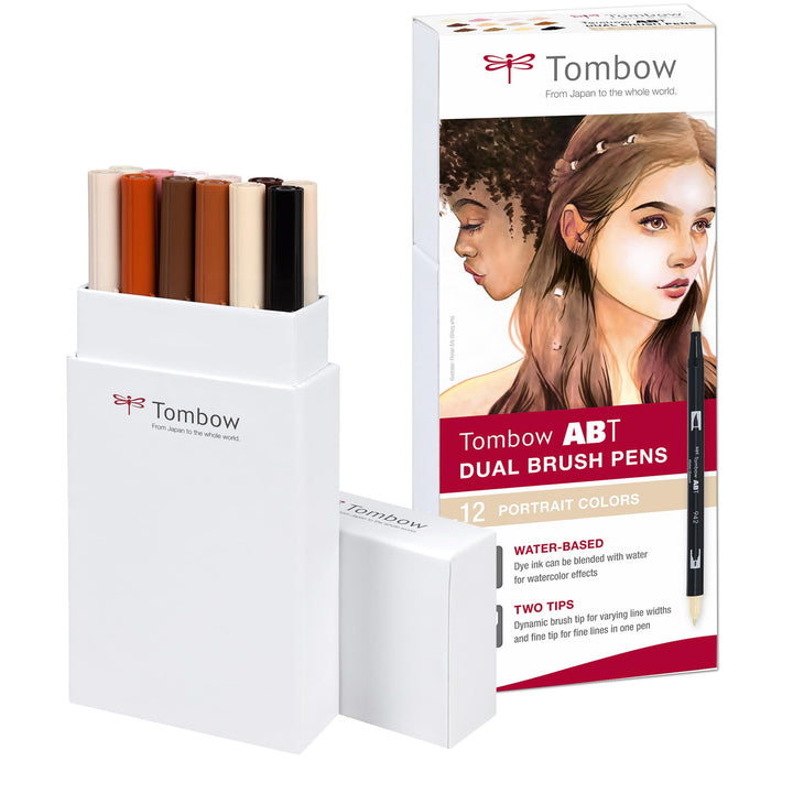 Tombow ABT Dual Brush Pen, Portrait Colors, Stift mit zwei Spitzen, perfekt fürs Hand Lettering, Bul