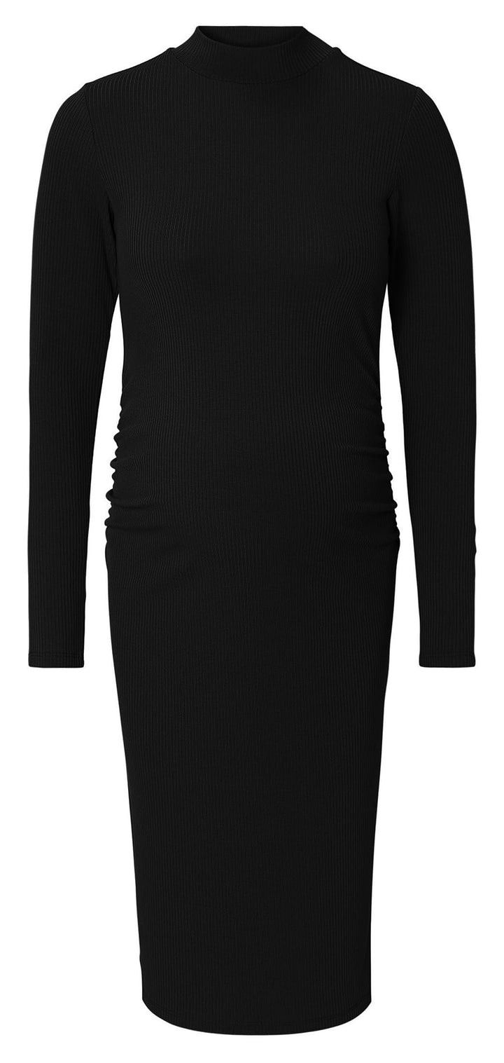 Noppies Damen Aima Rib Dress Ls Kleid XL Black - P090, XL Black - P090