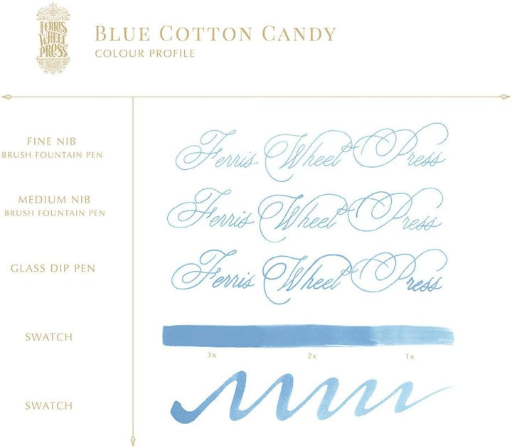 Ferris Wheel Press Ink, Everyday Ink Collection, Blue Cotton Candy, Pale Blue, 38ml Fountain Pen Ink