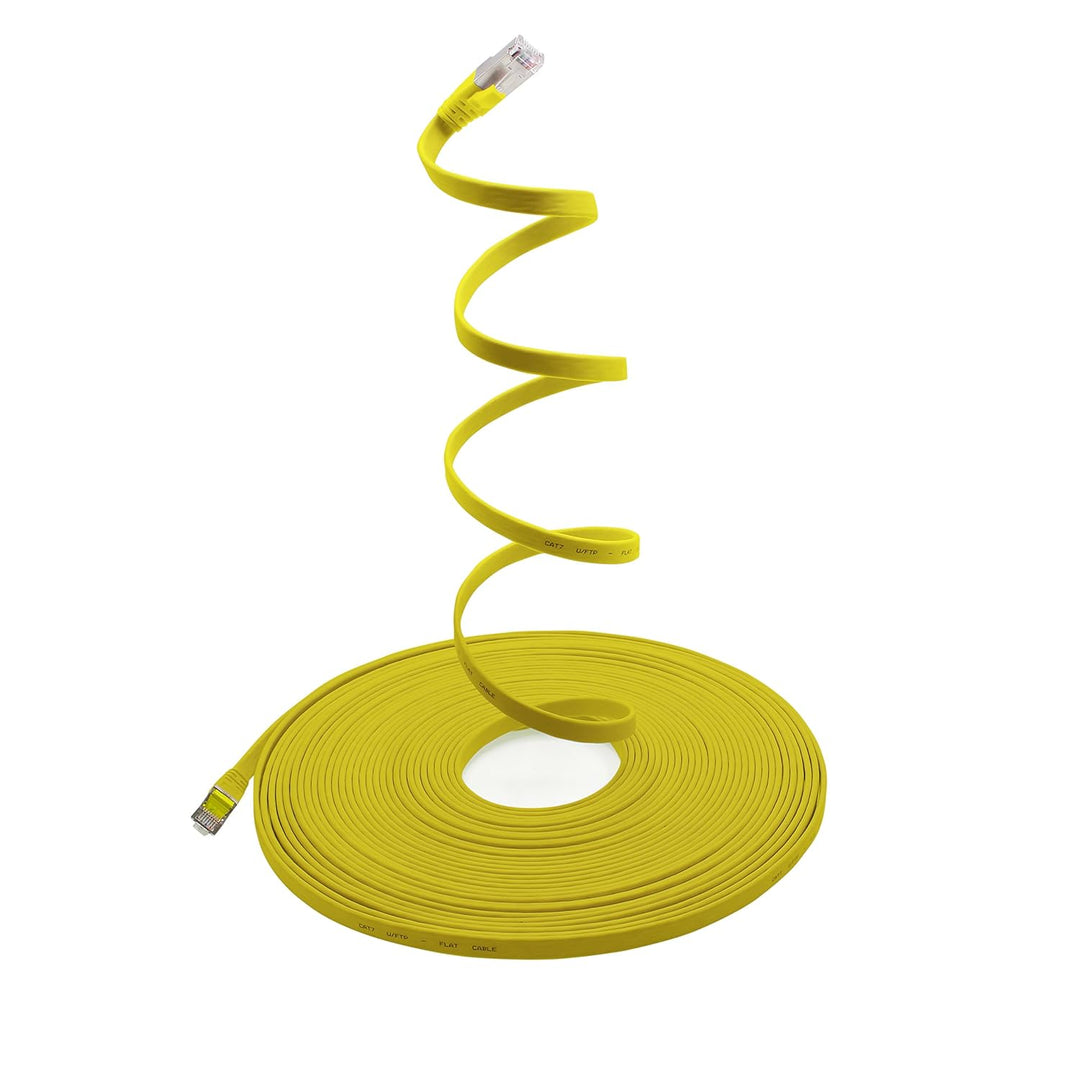 5m - gelb - 10 Stück Cat7 Flachkabel Netzwerkkabel Cat 7 Rohkabel Gigabit Lan (10Gbit/s) Flachbandka