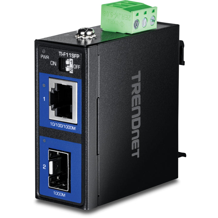 TRENDnet TI-F11SFP Gehärteter Industrieller 100/1000 Base-T zu SFP Medienkonverter, DIN-Schiene/Wand