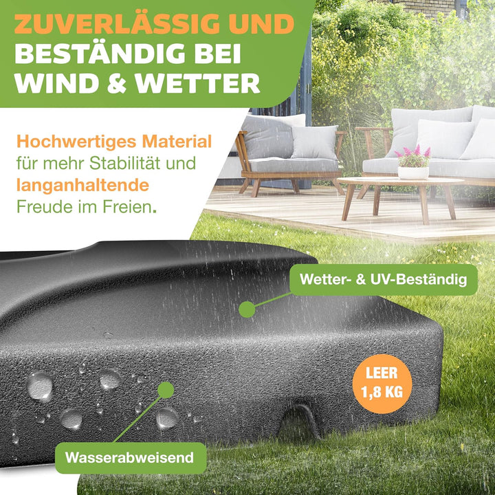 KESSER® Sonnenschirmständer 4-teilig Schirmgewicht Schirmständer für Ampelschirm Bodenkreuz 60 Liter