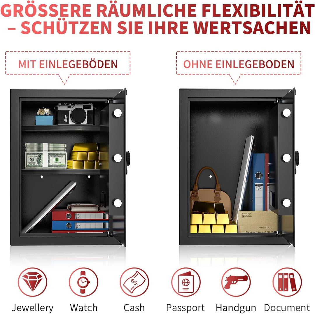 57L Safe Tresor, Grosser Schranktresor, Tresor mit Zahlenschloss, 57L