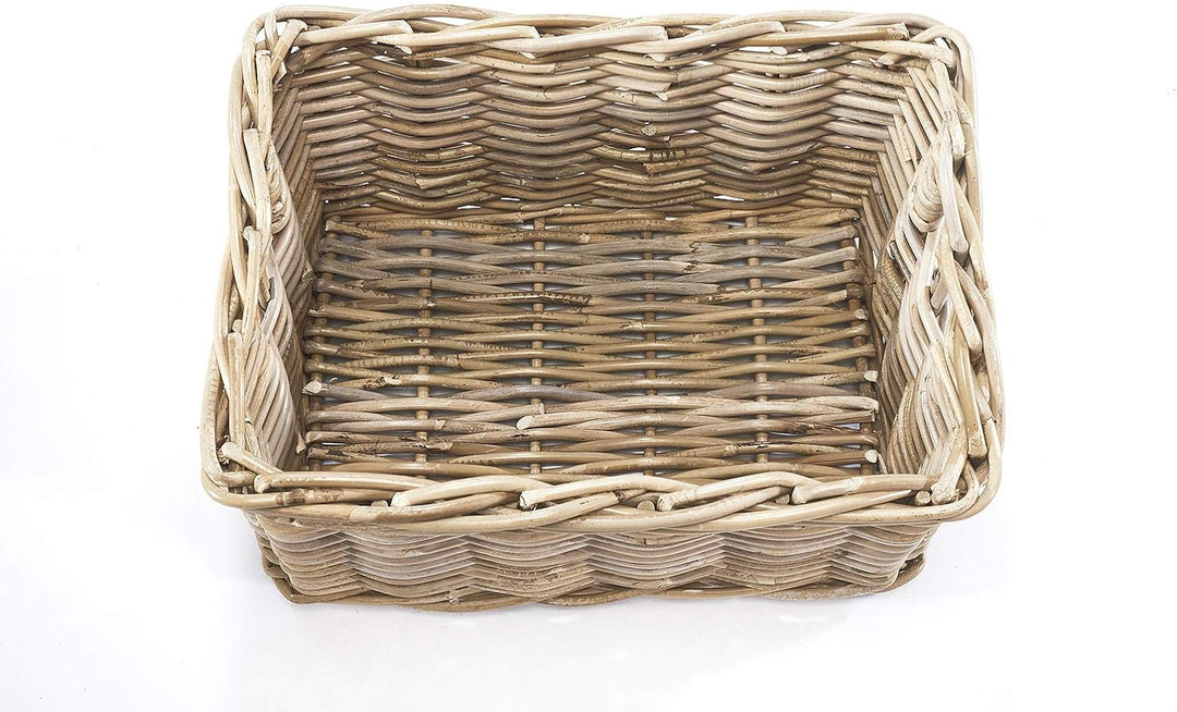 Kobolo Rattankorb Regalkorb eckig Rattan Kubu grau klein