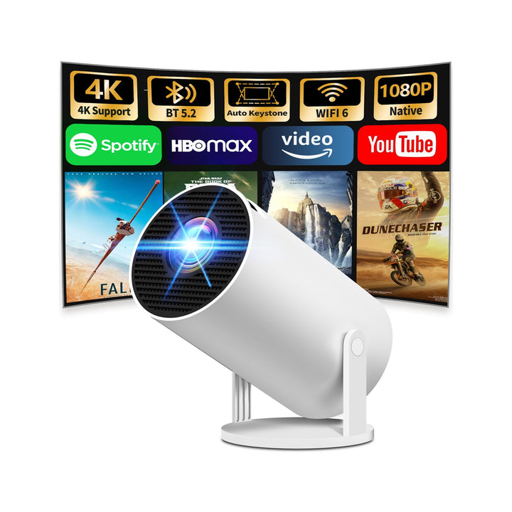 Projector 4K Unterstützt 1080P Full HD Mini Beamer with WiFi 6 mit BT 5.2, Beamer Klein Eingebaute A