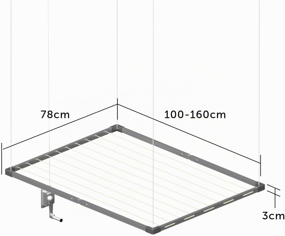 cuncial-tz 301051 decken für Wäschetrockner, ausziehbar, weiss, 100-160 x 78 cm