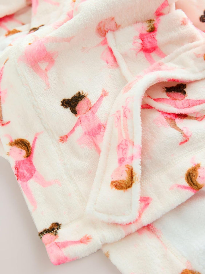 NEXT Mädchen Bademantel aus Fleece 110-116 White/Pink Ballerina, 110-116 White/Pink Ballerina