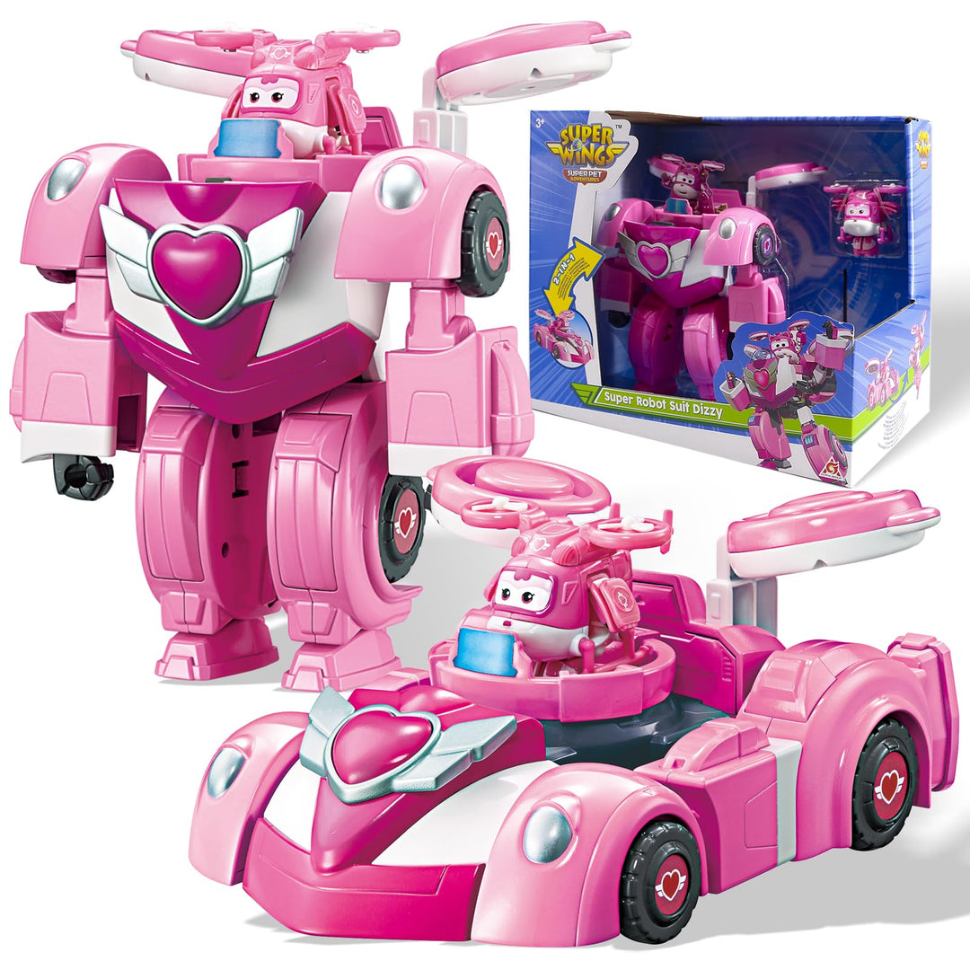 Super Wings Super Robot Suit Dizzy, ca. 18 cm grosse verwandelbare Spiel-Figur, 2-in-1 Roboter Anzug